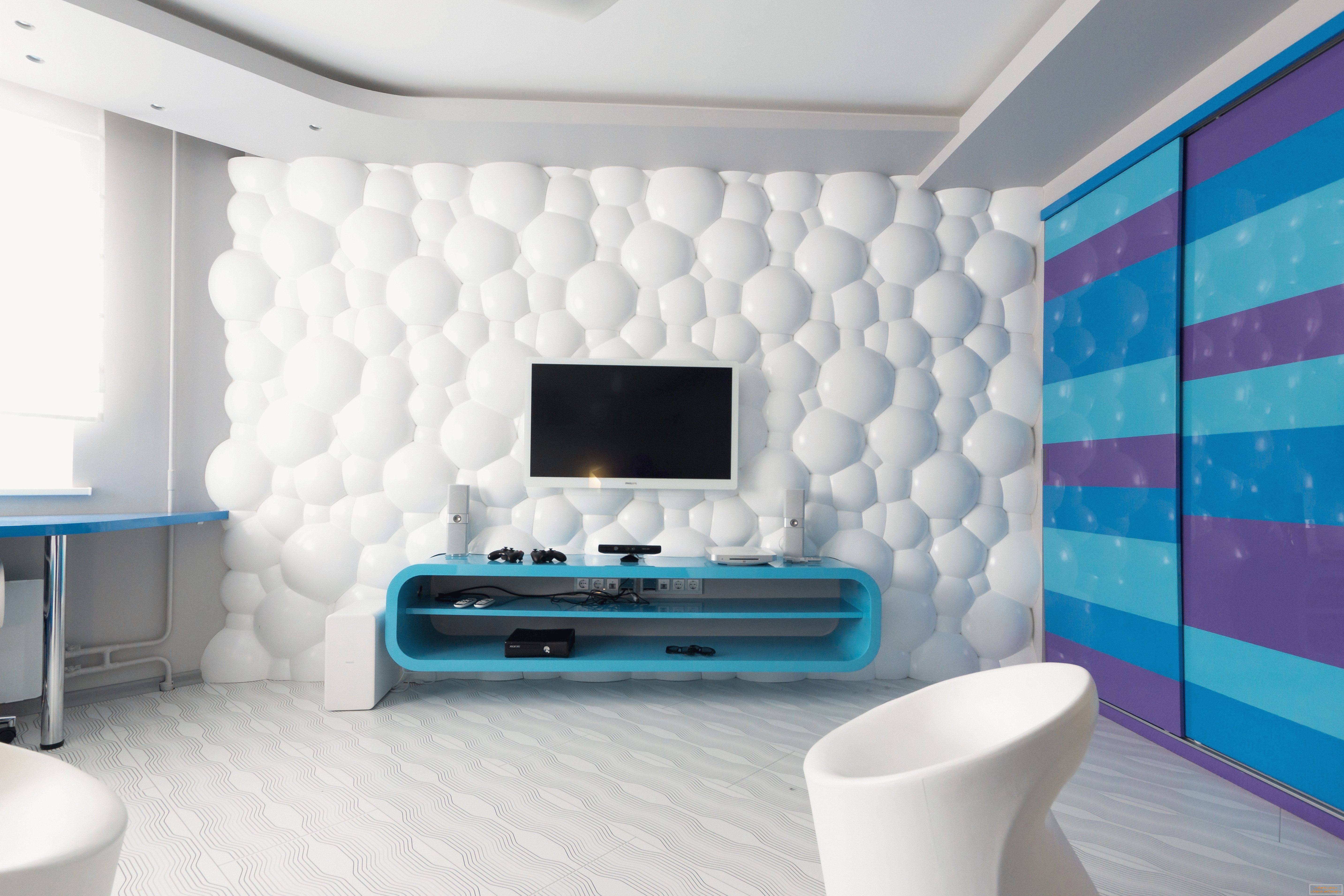 Dizajn soba u bijeloj i plavoj boji