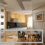 Dizajn apartmana u bijelim, sivim i narančastim tonovima