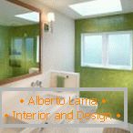 Interijer bijele i zelene kupaonice
