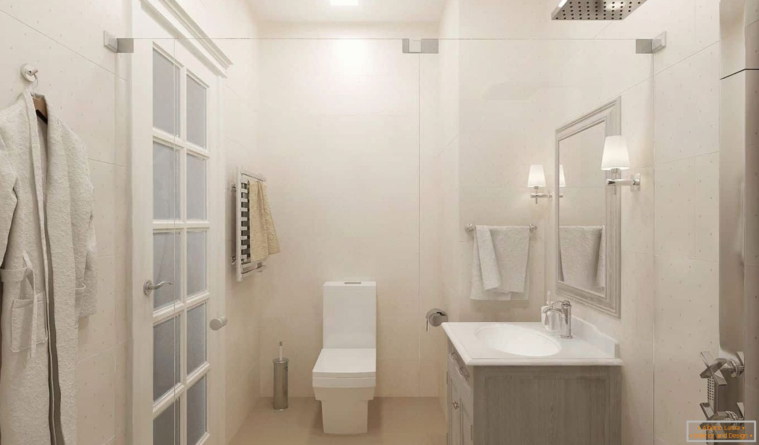 Bijela kupaonica u unutrašnjosti