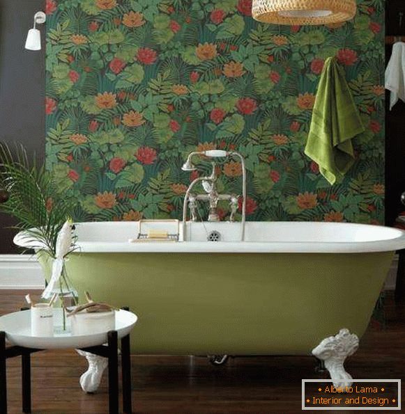 Tamna pozadina za zidove u interijeru kupaonice - fotografije u zelenim tonovima