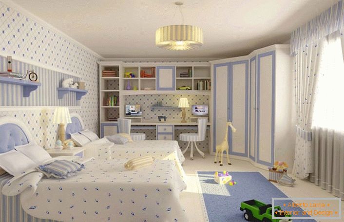Neutralne boje, na primjer, meke plave i bijele boje, idealne su za uređenje dječje sobe u kojoj će živjeti brat i sestra. 