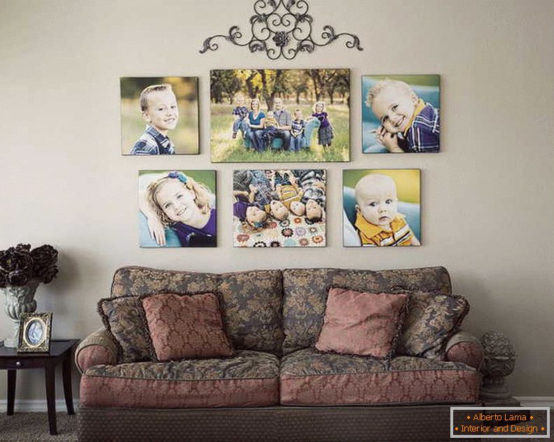 Obiteljske fotografije на стене в интерьере