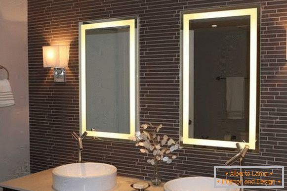 Pravokutna ogledala s pozadinskim osvjetljenjem za kupaonicu