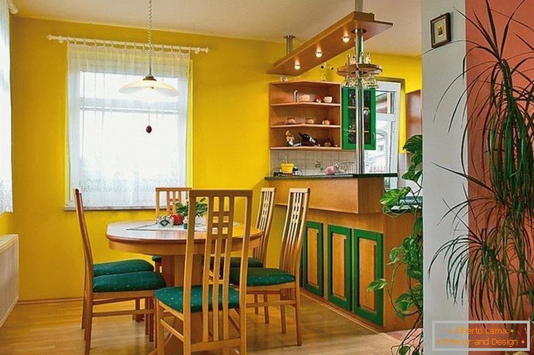 Žute zidove u kuhinji