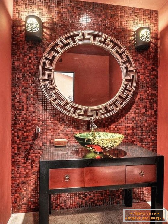 Crvena boja kupaonice u kineskom stilu