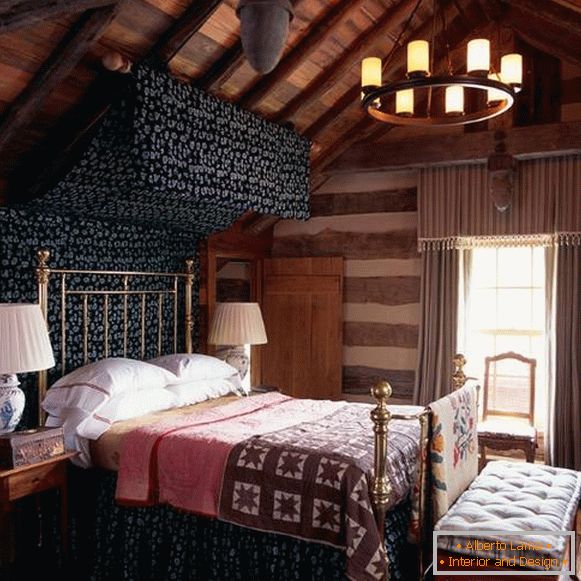 Crni baldahin u dizajnu spavaće sobe