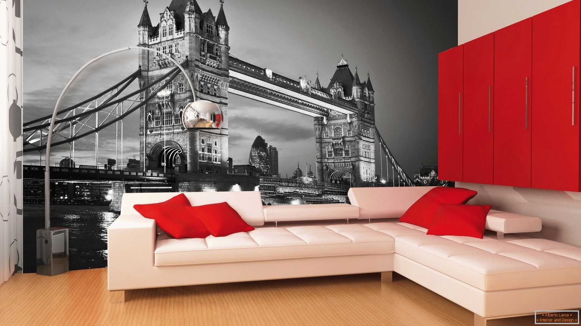 3D pozadina s londonskim krajolikom u dnevnoj sobi