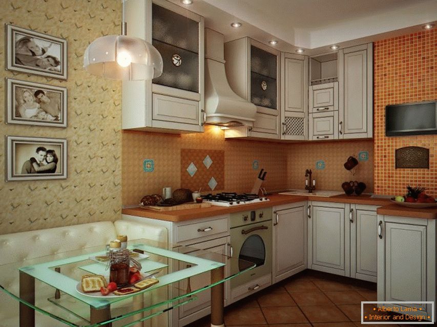 Primjer interijera male kuhinje na fotografiji