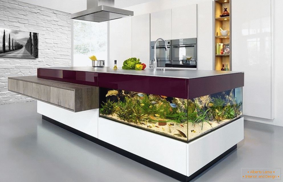 Stolni akvarij u kuhinji