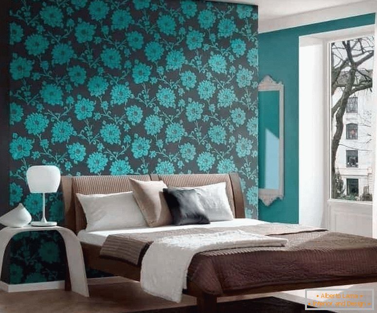 Turquoise spavaća soba s ormarom