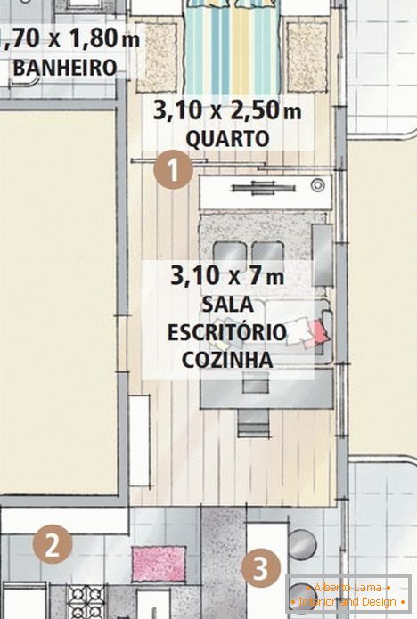 Apartman plan u mini-potkrovlju stilu