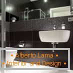 Oblikovanje kupaonice u crnoj boji s bijelim podom