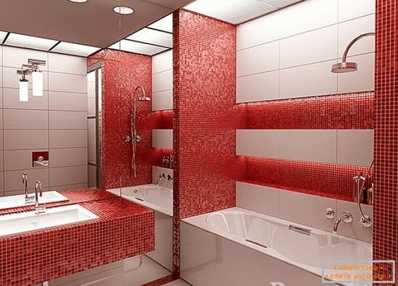 Crveni mozaik u kupaonici