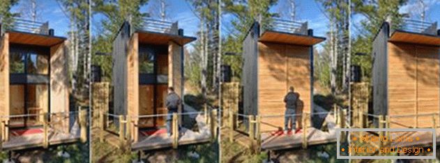 Dizajn kuće iz kontejnera: ljuljajuća drvena vrata