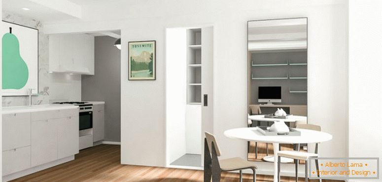 Dizajn interijera malog stana u bijeloj boji