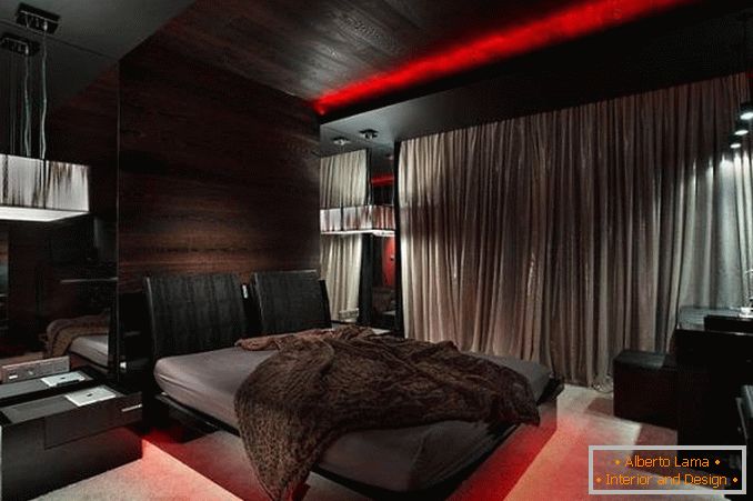 dizajn spavaće sobe u crnoj i crvenoj boji, slika 18