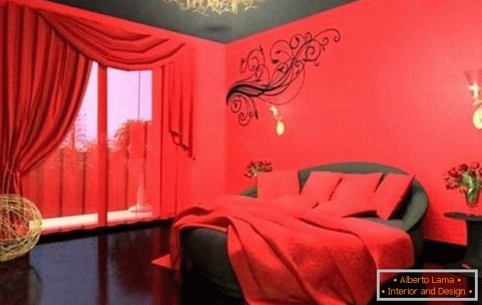 dizajn crno-crvene spavaće sobe, fotografija 19