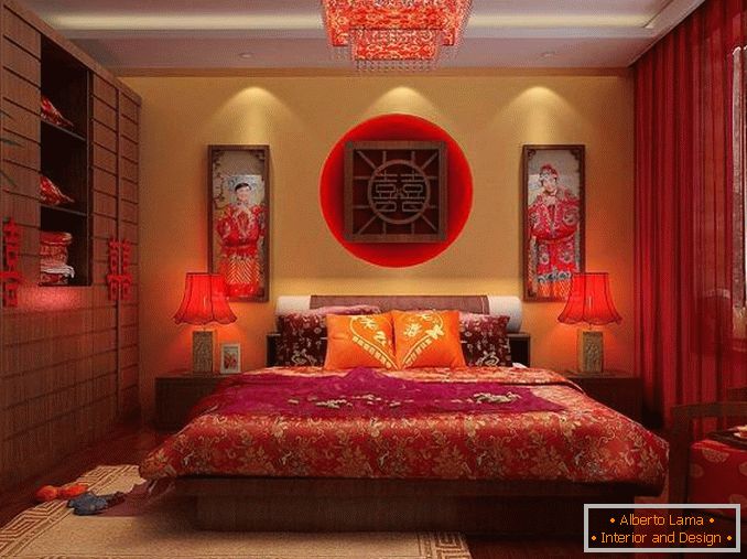 dizajn spavaće sobe u crvenim tonovima fotografija, fotografija 2