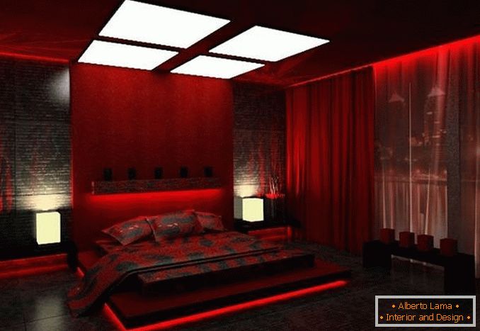 dizajn crvene spavaće sobe, fotografija 27
