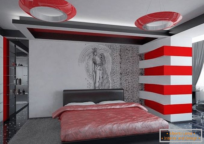 dizajn crvene spavaće sobe, fotografija 7