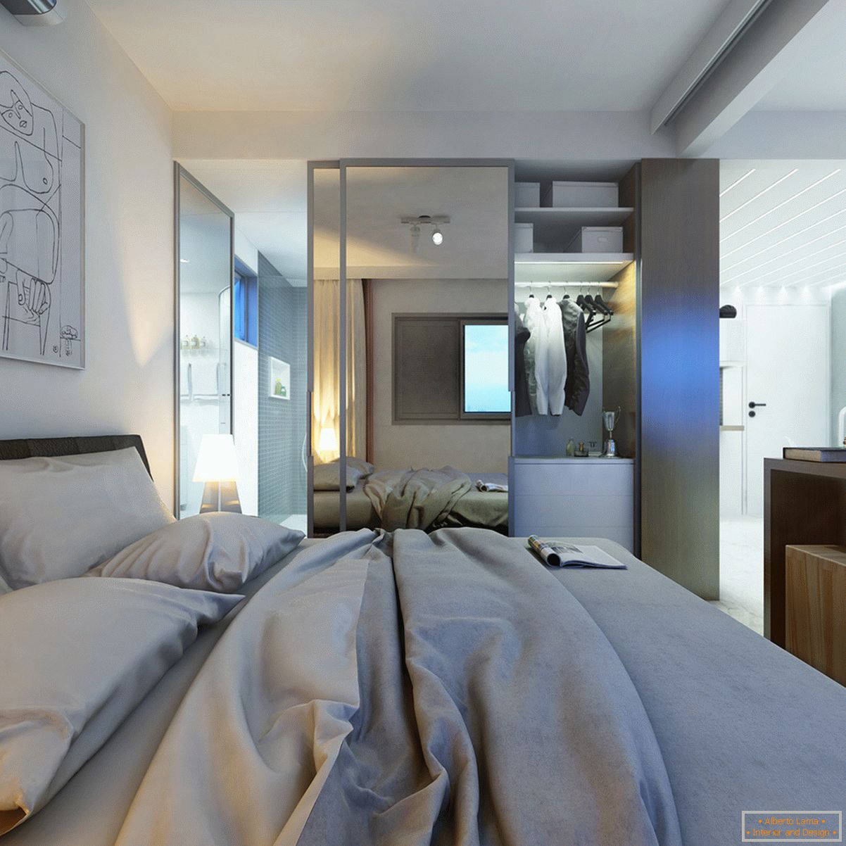 Dizajn malene spavaće sobe u pastelnim bojama