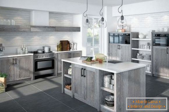 Kuhinjski dizajn kuhinje u privatnoj kući - siva fotografija