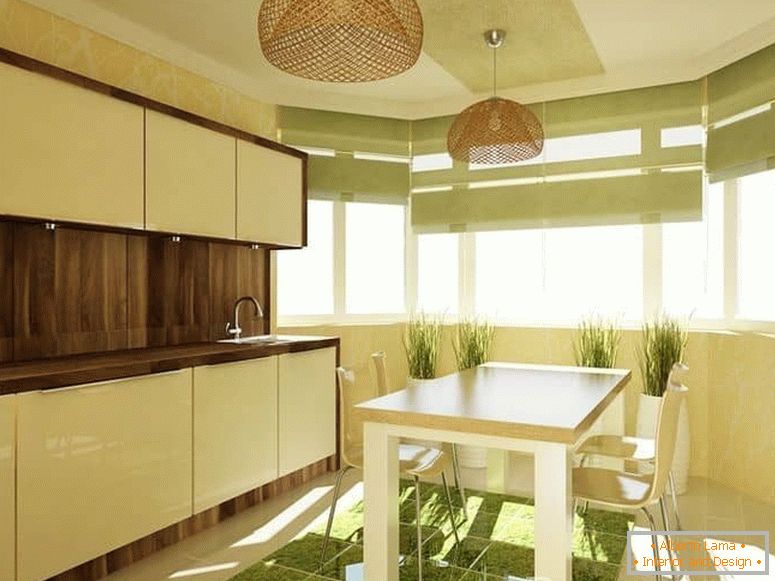 Kuhinja s prozorom zaljeva u eko stilu