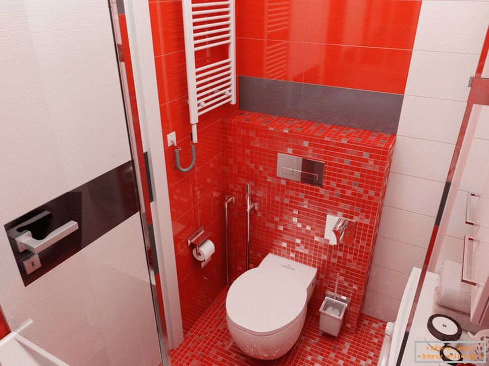 Dizajn kupaonice s crvenim naglascima
