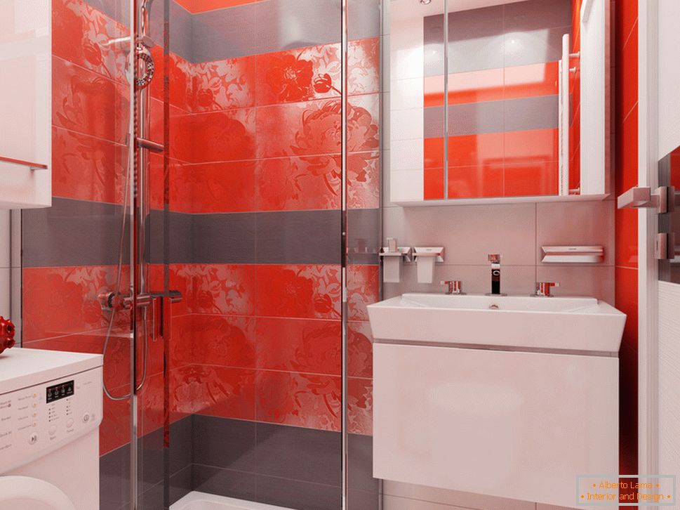 Dizajn kupaonice s crvenim naglascima - фото 2