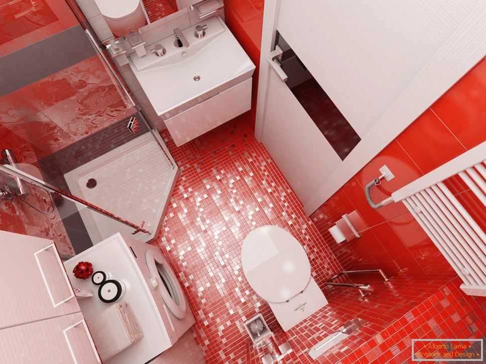 Dizajn kupaonice s crvenim naglascima - фото 4