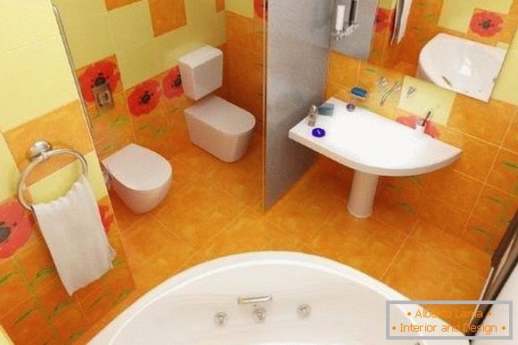 Dizajn kombinirane kupaonice - fotografija u svijetlim bojama