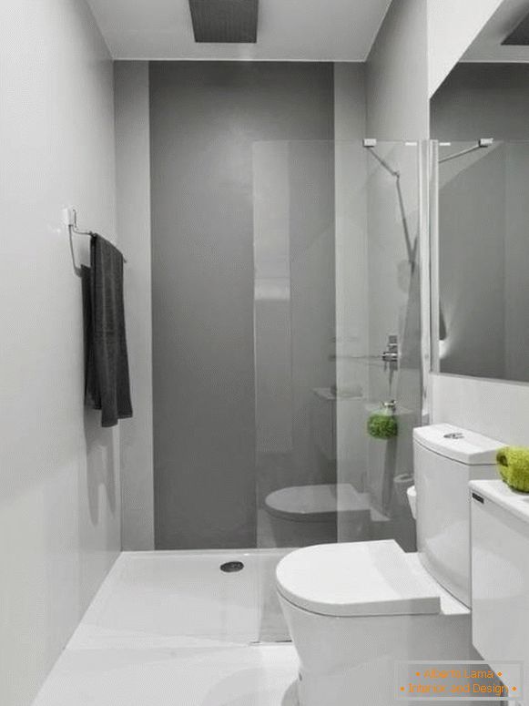Mala kombinirana kupaonica - fotografija u bijelim tonovima