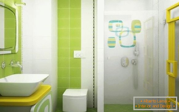 Kombinirana kupaonica u zelenim bojama i tuš soba