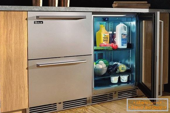 dizajn male kuhinje s hladnjakom, fotografija 36