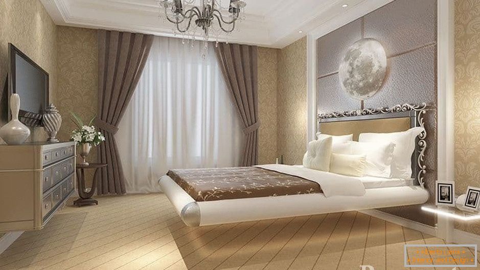 Plutajući krevet iznad spavaće sobe u klasičnoj spavaćoj sobi