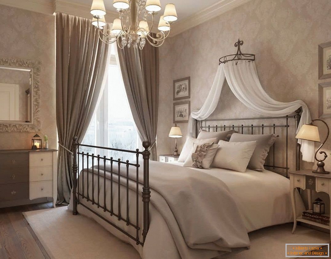 Romantični dizajn spavaće sobe u klasičnom stilu