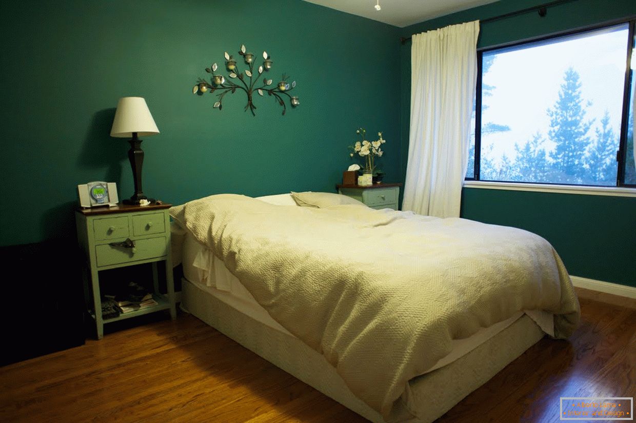 Zelene boje u dizajnu spavaće sobe