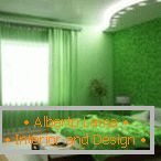 Smeđe i zeleno u unutrašnjosti spavaće sobe