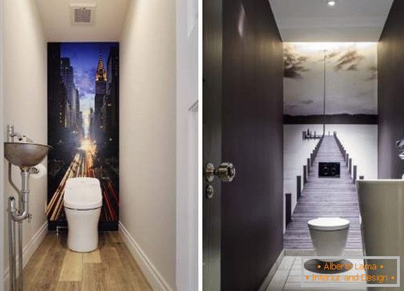 Prekrasna unutarnja WC - fotografija s zidnim papirom u sobi