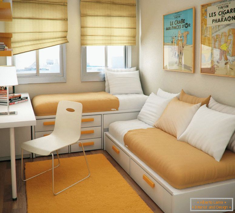 free-interior-design-for-small-apartments s minimalističkim apartmanom-dizajn-za-malu spavaću sobu-interijera-dizajn