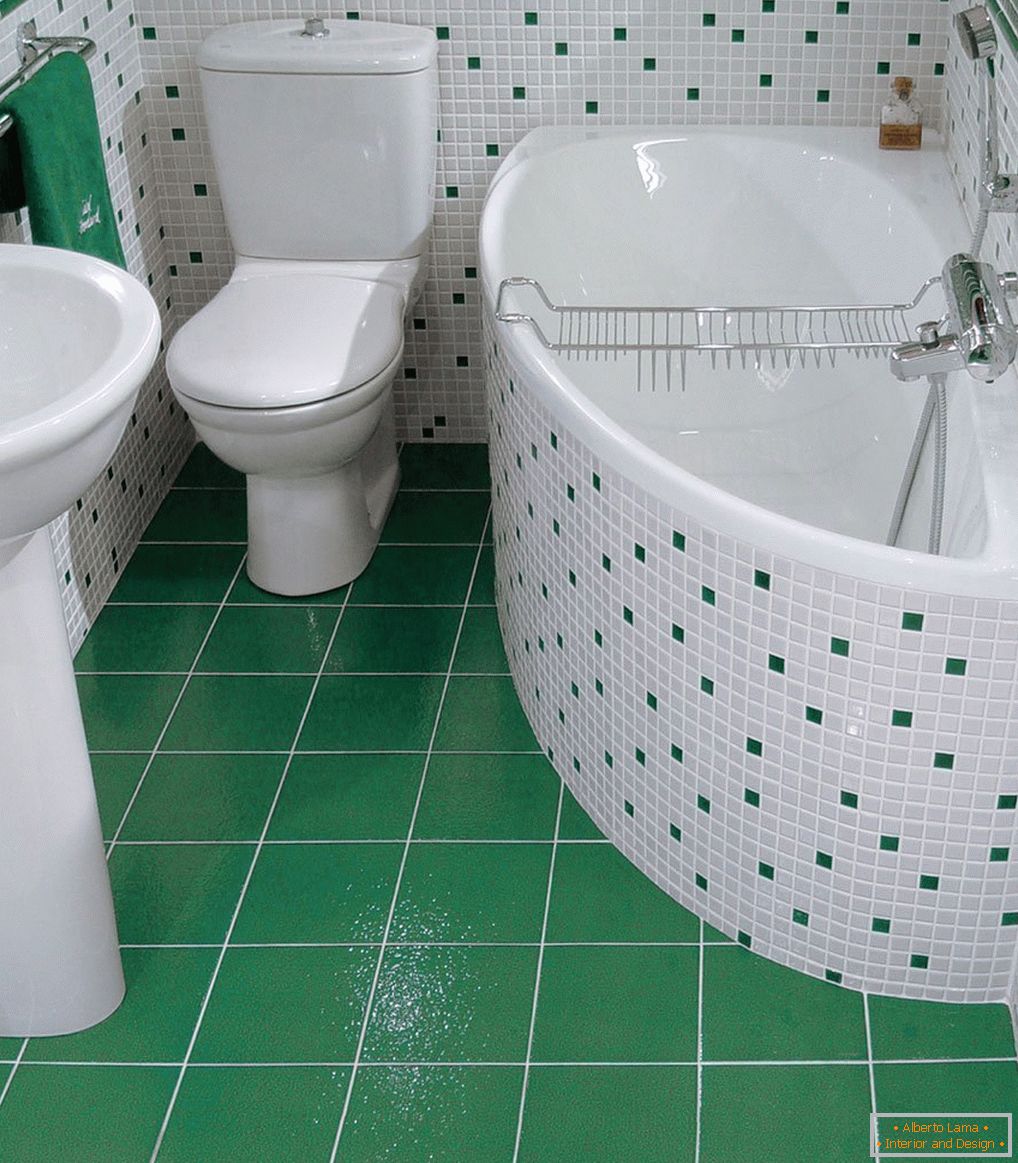 Zelena i bijela kupaonica
