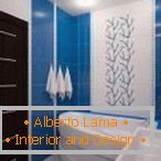 Kombinacija bijele i plave boje u dizajnu kupaonice