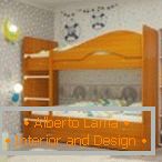 Interijer dječjeg vrtića s drvenim krevetom