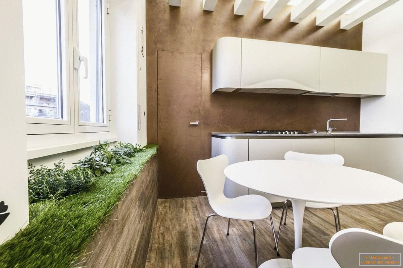 Zeleno područje u kuhinji za eko-stil
