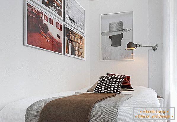 Spavaća soba luksuznih malih apartmana u Švedskoj