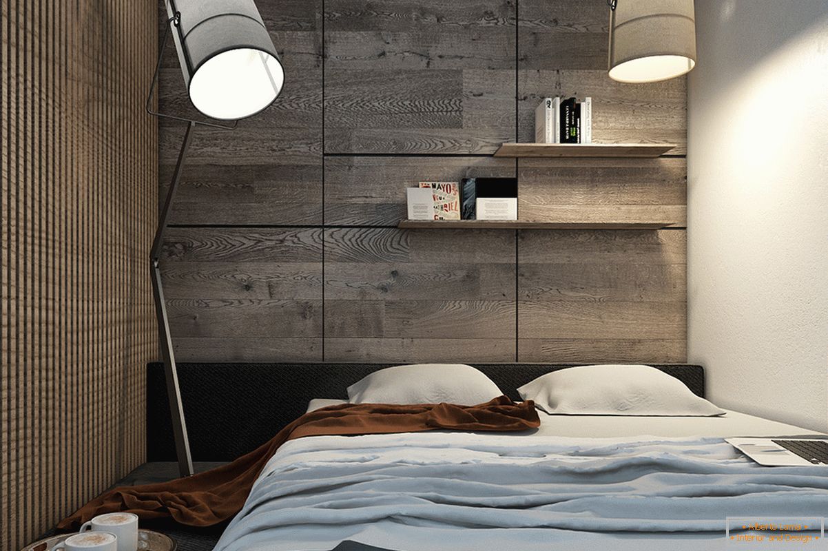 Dizajn spavaće sobe za mali stan u skandinavskom stilu