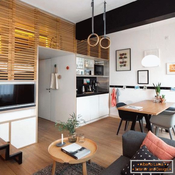 Jednosobni apartman studio - dizajn interijera u skandinavskom stilu