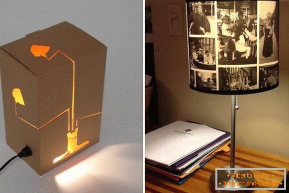 Stolna svjetiljka od kartona i fotografija