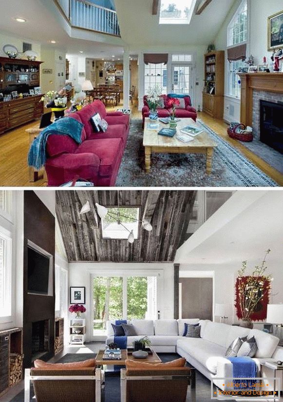 Unutarnja fotografija privatne kuće prije i poslije